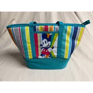 Disney Store Mickey Mouse Insulated Cooler Tote Beach Picnic Bag Striped
